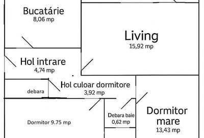 Apartament cu 3 camere decomandat în Dristor