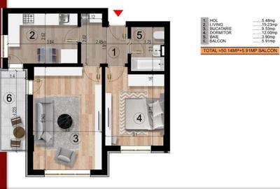 Apartament cu 2 camere Dcomandat, Bloc Nou, Dimitrie Leonida - 3