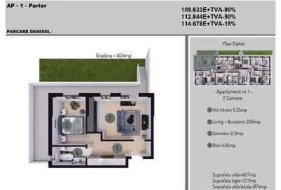 Pallady 2 camere 87.4 mp + gradina 40.4 mp, geam la baie - 7