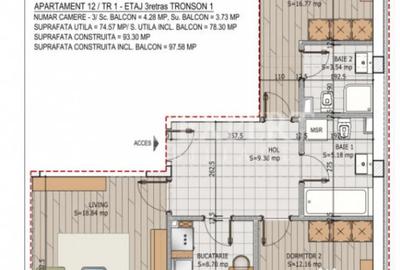 Apartament cu 3 camere decomandat în Titan