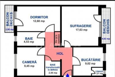 Apartament cu 3 camere decomandat în Central