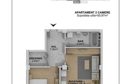Apartament cu 2 camere decomandat în Aronești - 3