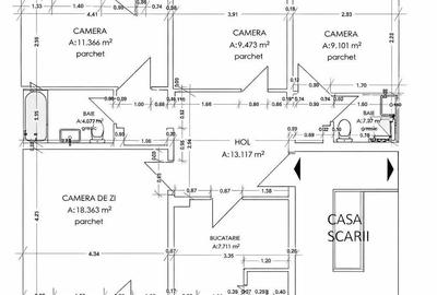Apartament cu 4 camere decomandat în Mărăști