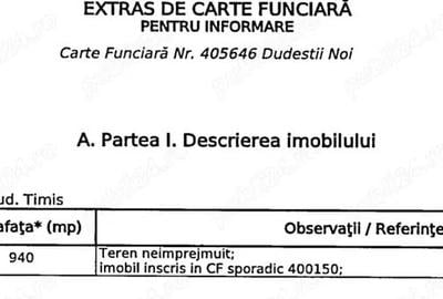 Vand teren intravilan 940mp, Dudestii Noi, jud. Timis - 3