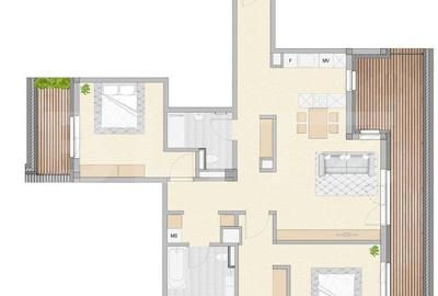 3 dormitoare | Living + Bucatarie | 2 Bai | Terase (20 + 5.6 mp) | Rivus Mall - 8