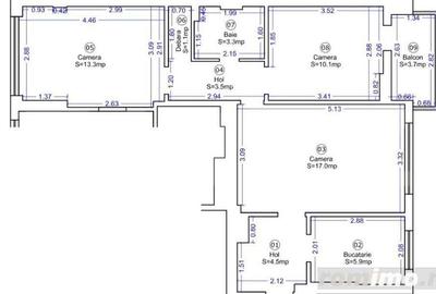 Apartament cu 3 camere semidecomandat în Central - 6