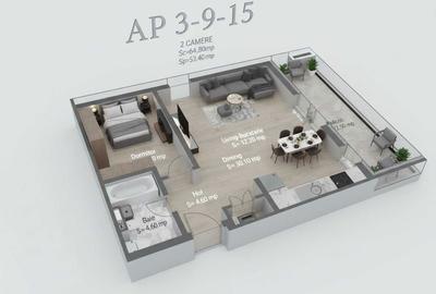 Apartament cu 2 camere decomandat în Păulești - 3