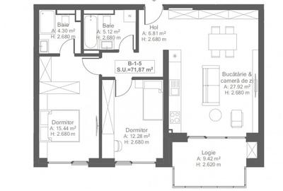 Apartament cu 3 camere semidecomandat în Cetății - 11