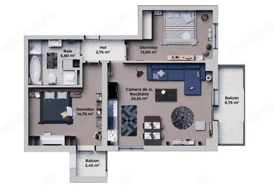 Apartament de vanzare, cu 2 camere, 64 mp, zona Ansamblul Vest Residence - 2