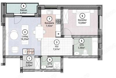 Apartament cu 2 camere 62 mp utili - 2