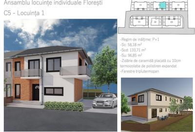 Duplex 100 mp utili, teren 200mp, ansamblu privat, Floresti - 5