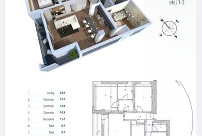 Apartament cu 4 camere decomandat în Băneasa - 5