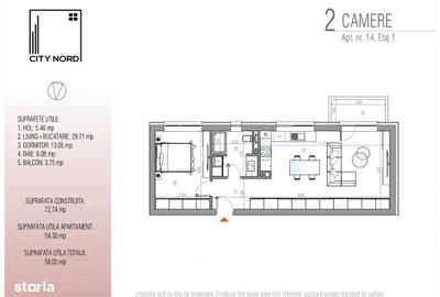 Apartament cu 2 camere în Tunari - 3