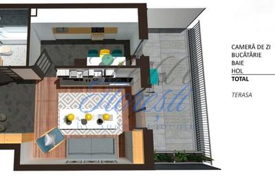 Apartament 1 camera cu terasa, finisat, 37 mp, Zona Teilor
