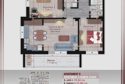 Pallady 3 camere, openspace, 82.3 mp, bloc tip boutique - 4