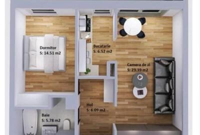 Apartament 2 camere, semifinisat, Plopilor - 1