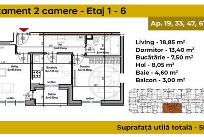 Apartament cu 2 camere în Central - 1