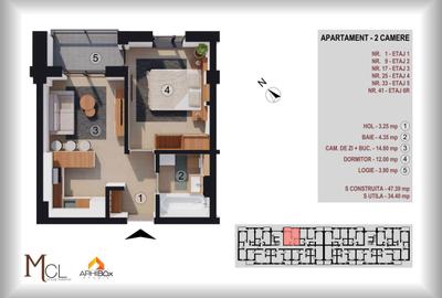 Apartament cu 2 camere decomandat în Central - 1