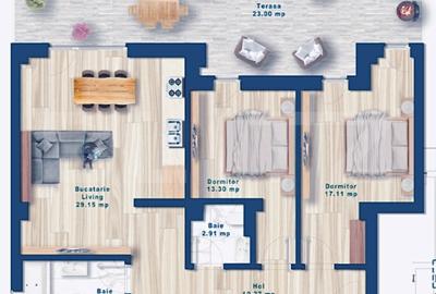 Apartament 3 camere,78  mp, 24mp Terasa, 1 loc parcare,  zona Torontalului - 2