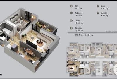 Apartament cu 2 camere decomandat în Roșu