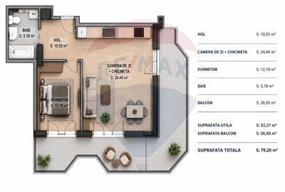 Apartament cu 2 camere decomandat în Nord - 9