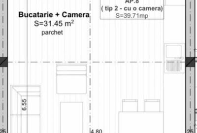 Apartament tip studio, 40 mp utili, 1 loc de parcare, Etaj 1 - 3