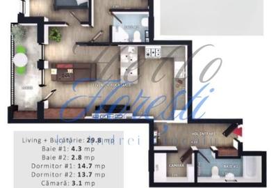 Apartament cu 3 camere semidecomandat în Florești - 2