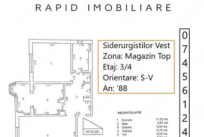 Apartament cu 2 camere decomandat în Siderurgiștilor