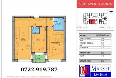 Apartament cu 3 camere nedecomandat în Central - 7