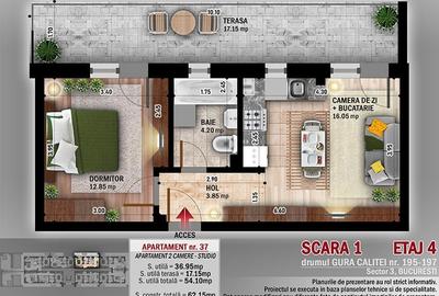 Apartament 2 camere finalizat  sector 3  lift incalzire in pardoseala - 1