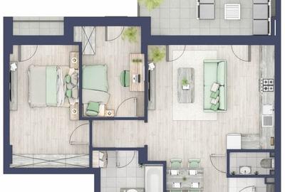 Apartament cu 3 camere decomandat, 62,60 mp, zona Turnișor