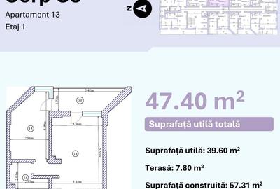 Apartament cu 2 camere semidecomandat în Nord - 8