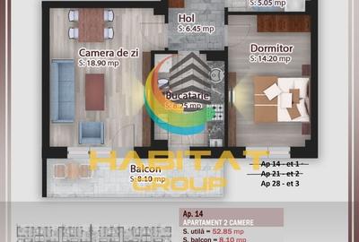 Pallady-2 Camere, decomandat, bucatarie inchisa, 60.95 mp. - 4