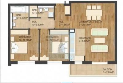 Apartament cu 3 camere decomandat în Tractorul - 1