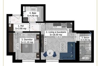 Apartament cu 2 camere decomandat în Măgurele