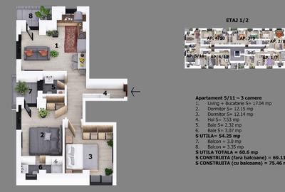 Apartament cu 3 camere decomandat în Central - 4