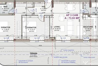 Apartament cu 3 camere semidecomandat în Florești