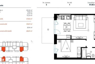 Apartament cu 2 camere în Industriilor - 5