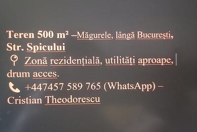 🏡 Teren 500 m² de vânzare ,Magurele Str. Spicului – Zonă rezidențială, utilităț - 2