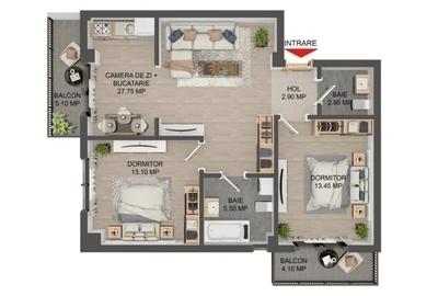 3 camere -Valea Lupului - etaj 1- 72 mp - liber - 96000 euro - 8