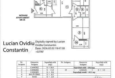 Apartament cu 3 camere semidecomandat în Alexandriei