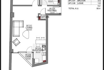 Apartament cu 2 camere semidecomandat în Central - 6
