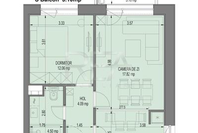 Apartament cu 2 camere semidecomandat în Aviației