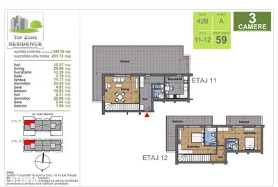 Apartament cu 3 camere în Central