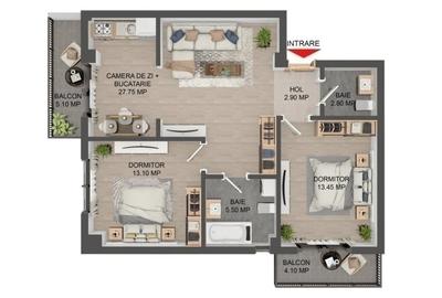 3 camere -Valea Lupului - etaj 4- 72 mp - liber - 88000 euro - 8