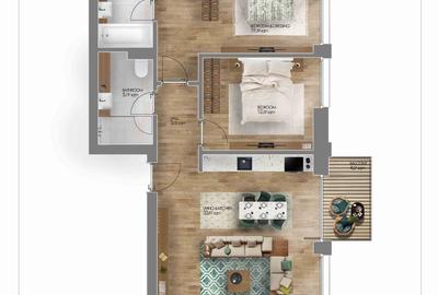 Apartament cu 3 camere semidecomandat, mobilat în Tunari - 19
