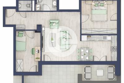 Apartament cu 3 camere semidecomandat în Turnișor