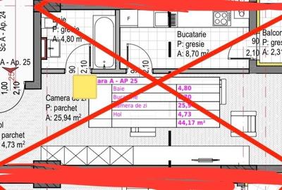 Apartament tip studio de 44,17mp pe strada Soporului - 2
