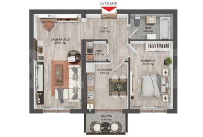 Apartament 2 camere, 54 mp, decomandat, zona Pictor Brana