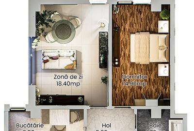 Apartament cu 2 camere decomandat în Baza 3 - 2